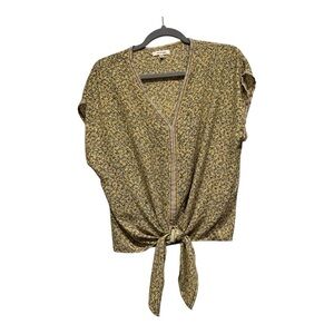 Max Studio Floral Front Tie Blouse